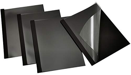 RAYSON Thermo-bindemappen A4, 4 mm, bindet bis zu 35 Blatt, A4, Schwarz, 125 Mikron Kunststoff-Vorderseite für Heißbinder, 25 Stück