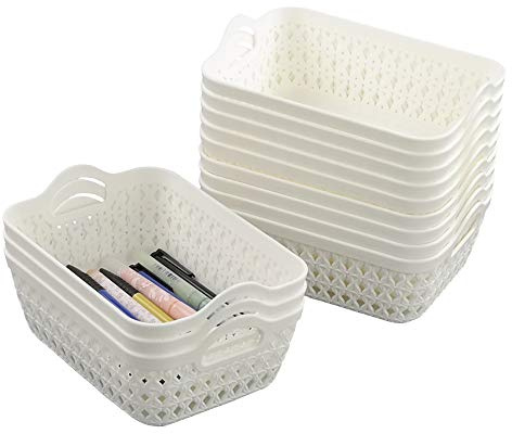 Fosly 12 Packs Mini Basket Trays for Storage, Plastic Desktop Storage Tray