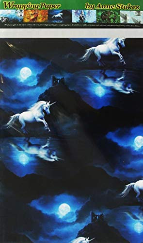 Anne Stokes Moonlight Einhorn Geschenkpapier, 3 Blatt, gefaltet, 49 x 59 cm