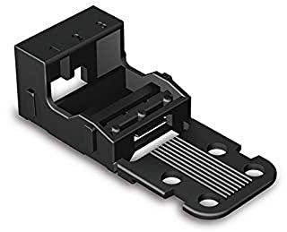 WAGO Befestigungsadapter 221-503/000-004 | für 3 Leiter-Klemmen, 4 mm², 10 Stück, Schraubbefestigung für Verbindungsklemmen, geeignet für stehende und liegende Montierung, schwarz