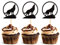 Unimall Global 24 Stück Wolf Silhouette Cupcake Toppers Schwarz Glitter Wolf Howling Kuchen Dekorationen für Themenparty Geburtstagsfeier Hochzeitsfeier