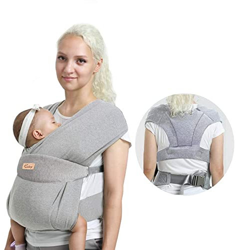 CUBY Baby-Tragetuch für Neugeborene, weiche Babytrage, Babytragetuch, freihändige Babytrage, Einheitsgröße, passend für alle 4–10 kg Babys (Perlgrau)