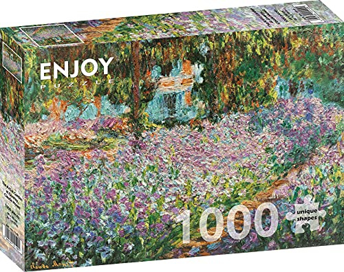 1000 Pieces Jigsaw Puzzle – Matte Finish, Soft Touch, Sturdy and Unique Pieces, Tight Fit, Vivid Colors, Missing Pieces Service – Giverny Garden – Monet Famous Impressionist Painting by ENJOY Puzzle