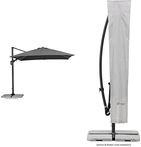 Schneider Schirme Sonnenschirm Rhodos Twist, anthrazit, ca. 300 x 300 cm, 8-teilig, quadratisch & lle für Ampelschirme, silbergrau, bis 300 cm Ø