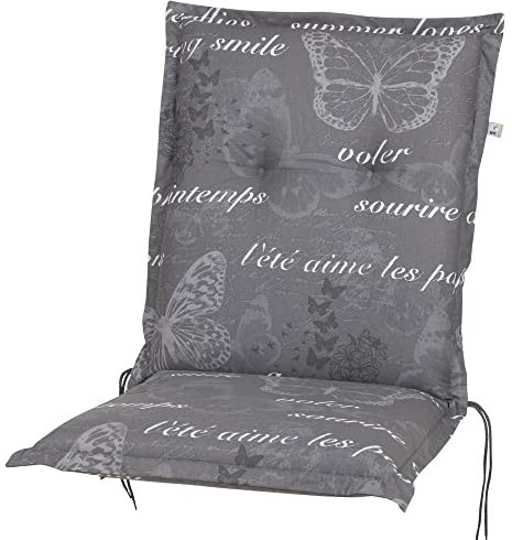 Kettler Polen KETTtex 2385 Auflage Niederlehner Bali extra grau Schmetterlinge 105x50x8 cm Sitzpolster