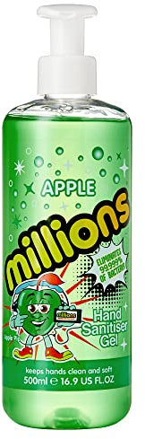 Millions Hand Sanitiser Gel | Eliminates 99.999% of Bacteria | 70% Alcohol | Scented & Fruity Fragrance (Apple, 500ml x1)