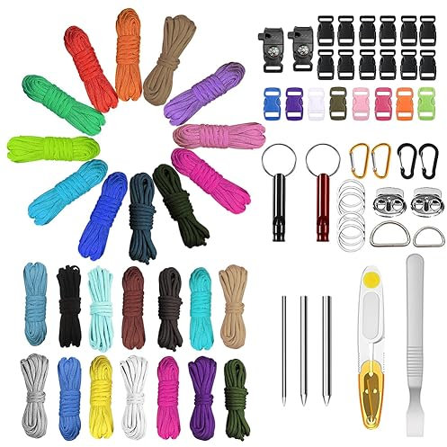 Paracord 4mm Seil Paracord 550, 26 Stück Nylonschnur für DIY Armband Lanyard Schlüsselbund Hundehalsband Hundeleine