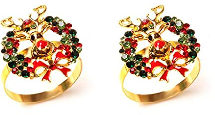 2 Satz von Weihnachtsservietten Weihnachtstisch Dekor Edelstahl Rentier Horn Gewebe Hochzeits Bankett Esstisch Servietten Dekor