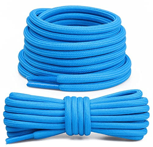 Stepace 2 Pares Cordones Redondos para Botas de Senderismo y Montaña, Trekking Zapatos, Cordones de Deporte - 10 Colores, 80-160cm, 4.5mm Diámetro Royal Blue 140