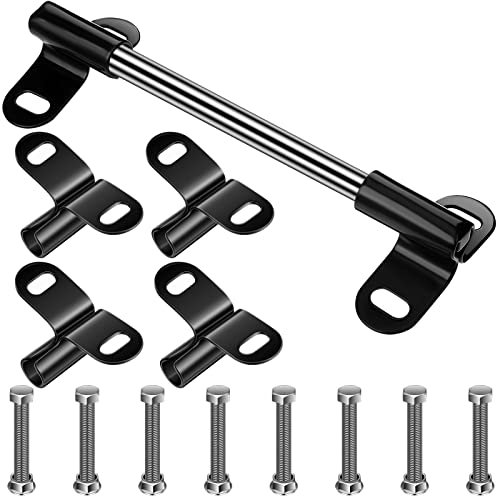 Jutom Wheelbarrow Axle Bracket Set Compatible with 5/8 Inch Wheelbarrow Axles 10 x 0.63 Inch Heavy Duty Wheelbarrow Shaft 4 Pcs 2.1 x 3.3 Inch Bracket and Bolts Nuts Replacement Wheels Parts
