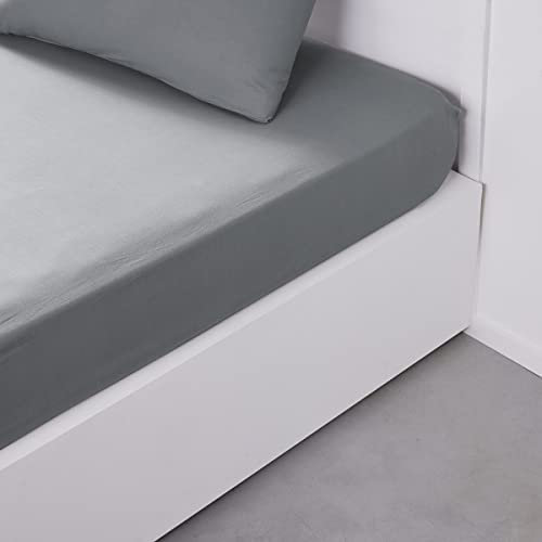 TODAY Essential Spannbettlaken, 160 x 200 cm, für Doppelbett, 100% Baumwolle, einfarbig, Stahl