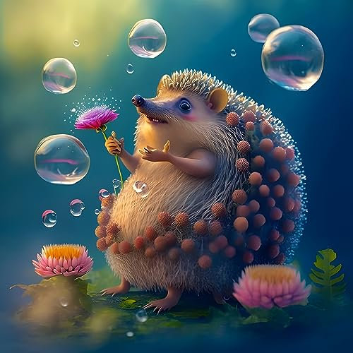 EOBROMD 5D Diamant Painting Bilder für Erwachsene Blumen, Diamond Painting Igel, DIY Tiere Diamant Malerei Set für Wanddekoration 35x35 cm