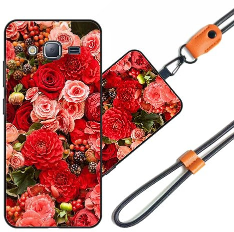 JEZSTHAI Handyhülle Kompatibel mit Samsung Galaxy J3 2016 Hülle Silikon Dünn mit Muster Design,Weiche Flexibel Stoßfeste Schutzhülle mit Handykette & Handykordel zum Umhängen,Nr.A03