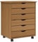 vidaXL Rollschrank, Rollcontainer mit 6 Schubladen, Kommode Schubladenschrank mit Rollen, Büroschrank Aktenschrank Rollwagen, Honigbraun Massivholz Kiefer