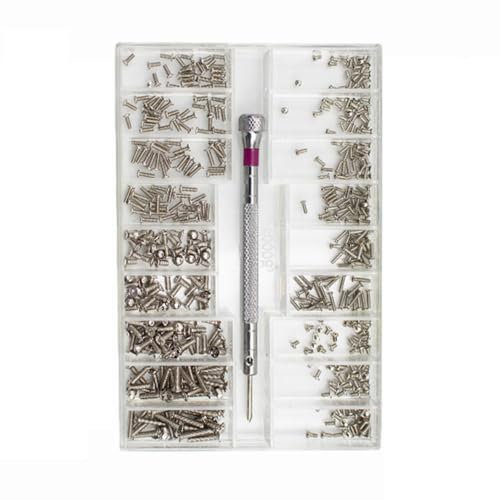 500 Stück Kreuzschlitzschrauben-Set, Mini-Elektronik-Reparatur-Zubehör-Set mit Kunststoffbox für Laptop/Schmuck/Uhr/Brille (Set F)
