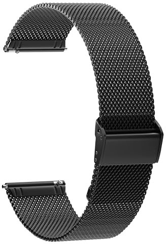 AidorMax Cinturino 22 mm in Acciaio Inossidabile a Maglia, Cinturini di Ricambio Regolabili a Sgancio Rapido per Smartwatch e Orologi da Polso Uomo Donna (22 mm, Nero)