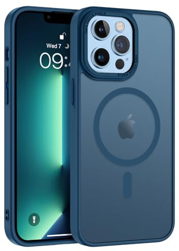 VENINGO Coque pour iPhone 12 Pro Max/ 13 Pro Max 6.7 Pouces Compatible avec MagSafe, Étui Protection Antichoc, Mat Translucide Résistante Complète Protection Bumper Etui Housse (Bleu)