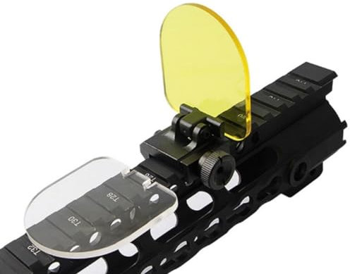 HOUSON Taktisches Objektiv, Airsoft Hunting Shooting Screen Kugelsichere Objektivschutz Faltbarer Bildschirm Abdeckung 20mm QD Halterung R687
