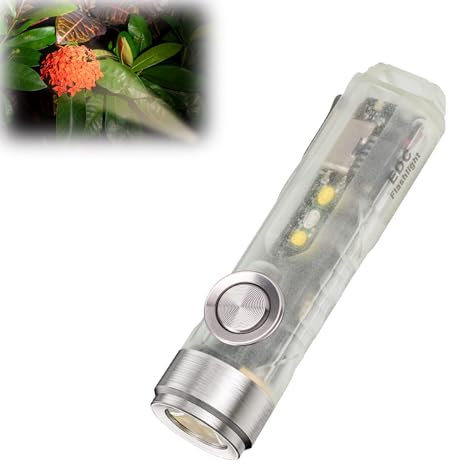 RovyVon A5 Kleine Leistungsstarke Taschenlampe LED Hoher CRI 450 Lumen mit Weiß Schwarzlicht Weiß Standlicht, USB C Wiederaufladbare Mini EDC Schlüsselanhänger Taschenlampe für Camping, Wandern