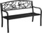 Yaheetech Panca da Giardino in Ferro 127 cm × 52 cm × 86 cm Panchina da Patio con Braccioli Schienale con Motivi Primaverili Portata 180 kg Nero