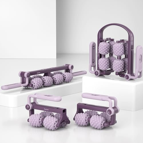 Manual Massage Roller Multifunctional Massage Roller Set Utensils for Back Massage Neck Massage Leg Massage Arm Massage Full Body Massage (Purple)