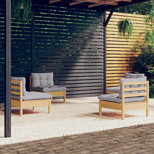 DYRJDJWIDHW gartenliege,liegestuhl Auflage,casaria relaxliege,4-TLG. Garten-Lounge-Set mit Grauen Kissen KiefernholzGeeignet für Garten, Swimmingpool, Wohnzimmer, Terrasse
