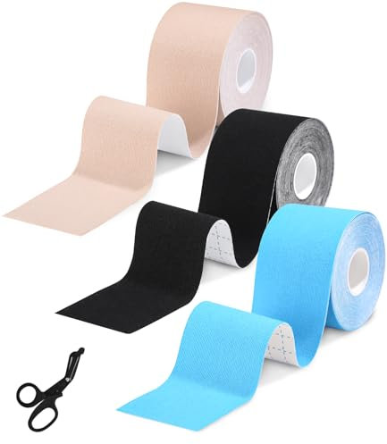 Toaren 3 Rollen Kinesiologie Tape(5m x 5cm) Kinesiotapes Sport Tape Muskelunterstützung Elastisches, Wasserfeste & Hautfreundliche, Selbstklebende Physio Tape für Knieschmerzen,Ellenbogen und Schulter
