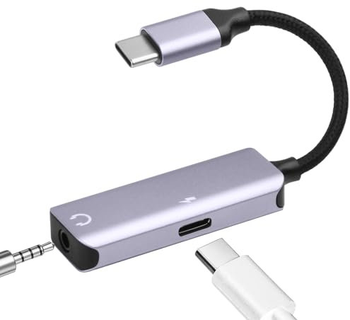 AXFEE USB C Kopfhörer Adapter und Laden, 2 in 1 Klinke Adapter, Unterstützt 27W Schnellladung, Typ C AUX 3.5mm Klinke Audio, für Samsung S24/S23/S22/S21/S20, Google, Huawei P40/P30/P20, iPad Pro