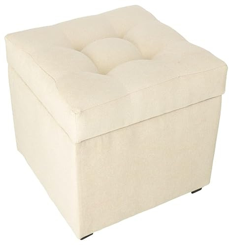 MG Design Polsterhocker 45 x 45 cm Beige mit Stauraum (ca. 50 L), robust und formstabil, bis 300 kg belastbar, komplett montiert und schnell zu reinigen – für Wohnzimmer, Flur und Schlafzimmer