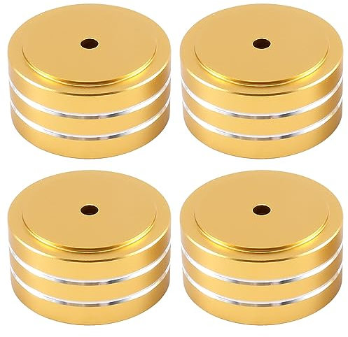 MVOSJFIE 4Pcs 40X20mm Aluminum HIFI AMP Speaker Isolation Stand Turntable Feet Pad (Gold)