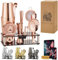 Jettory Ensemble Shaker Boston - Set 16 Pièces en Acier Inoxydable avec Base Acrylique, Passoire à Cocktail, Pince à Glace, Cuillère, Jigger, Pilon, Verseur & Picks Cocktail (Or Rose)