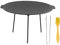 Piastra per Barbecue Fuoco in Ghisa, 47,5 x 44 cm Piastra per Barbecue Rotonda Resistente Al Calore Con Manici e 3 Gambe Rimovibili per Barbecue da Campeggio All'aperto