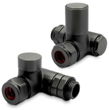 Brushed Gunmetal Standard Dual Fuel Valves Set for Radiators Towel Rails (Pair)