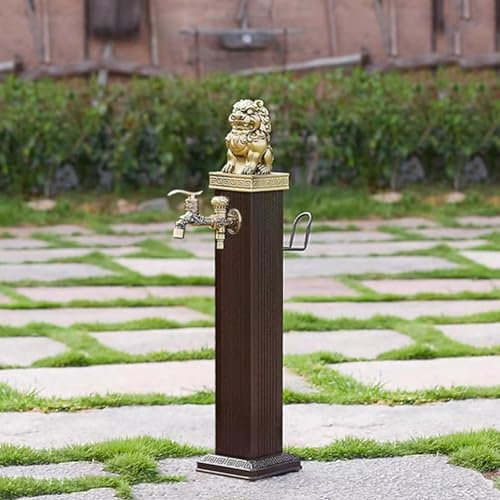 TELCIM Freestanding Outdoor Garden Water Column, Vertical Fountain Irrigation Water Dispenser Hydrant Water Feature, Floor Mounted Tap, Hose Hanger Stand With Faucet, For Patio Lawn Yar(116cm/45.6in)