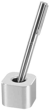 PATIKIL Aluminum Single Pen Stand Holder, Pen Holder Base Pen Display Stand Toothbrush Holder for Classroom Home Office, Silver