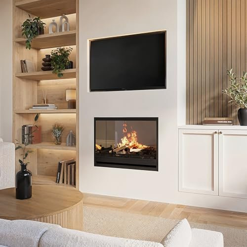 Amberglo Black 31inch Inset Electric LCD Display Media Wall Fireplace