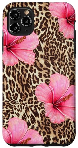 Leopard Print Hibiscus Flower Pink Floral Case for iPhone 11 Pro Max