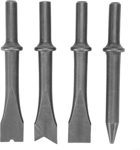 UTTASU Air Chisel Set 4 Pieces Long-Handled Metal Chisels for 150 Gas Shovels Pneumatic Hammer Bits Rust Removal Welding Slag Cutting Concrete Grooving Stone Carving Sand Removal