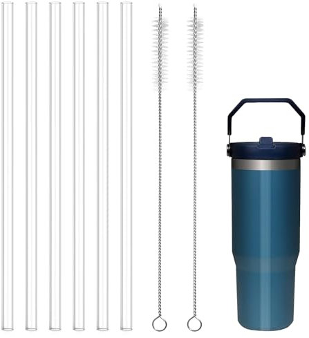 Xingch Ersatzstrohhalm für Stanley Iceflow 850 ml, wiederverwendbare transparente Strohhalme, mit Strohhalm-Reinigungsbürste für Stanley (passt nur auf Iceflow 850 ml Originaldeckel)