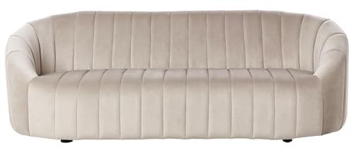 Beliani 3-Sitzer Sofa Samt beige gesteppt oval Muschelform niedrige Rückenlehne Malung