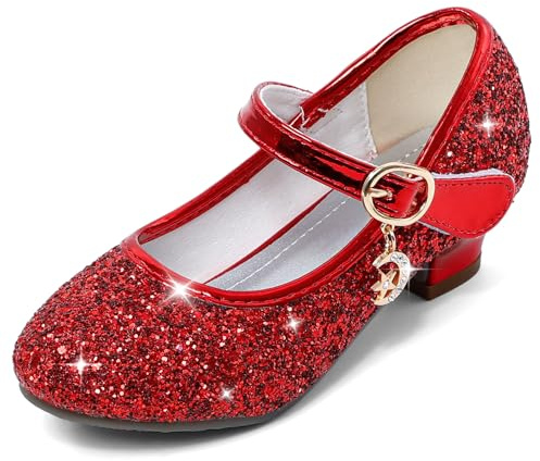 Cheerful Mario 5-10 Years Kids Girls Mary Jane Princess Court Shoes Sparkly Glitter Wedding Party
