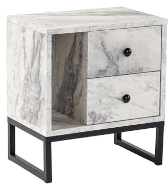 Dmora Nachttisch Predazzo 45,2x29,5x50h cm Weiß 2 Schubladen