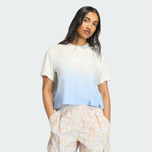 adidas Women's Terrex Multi Tee Meadow Pack, Off White/Blue, L