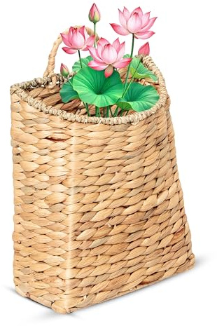 NAMVERA Geflochtene Hängende Wasserhyazinthe Körbe – Handgefertigte Organizer für Regal, Wand, Tür, Balkon & Garten – Boho-Landhaus Deko