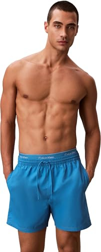 Calvin Klein Herren Badeshorts Medium Drawstring mit Tunnelzug, Blau (Cendre Blue), XL