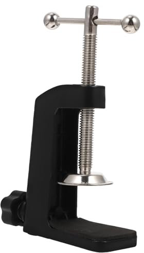 TEHAUX 1 pieza Abrazadera de Metal para Mesa Clip de Base Redonda de Hierro Sostenedor Multiusos para Lámpara de Escritorio Accesorio Práctico para Uso Hogar Estilo Reforzado Negro