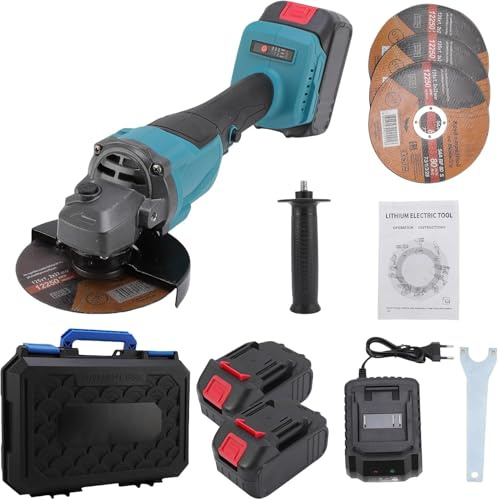 Weytoll Smerigliatrice Angolare 125 MM, 21V 9000 RPM Smerigliatrice a Batteria, 3 Velocità Regolabili con 2 Batterie e Motore Brushless, per Tagliare, Lucidare e Levigare