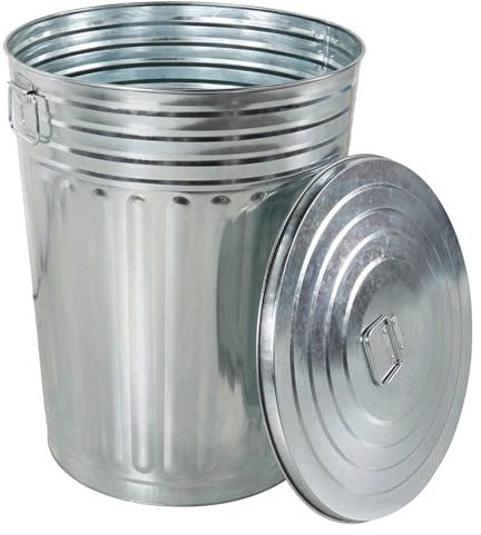Generisch Metall Eimer mit Deckel XXL - Mülltonne - Apfalleimer- Futtertonne - Mülleimer mit Deckel - Feuertonne - Ascheeimer mit 58-30 - 20 Liter verzinkt (58 Liter 43,3 x 35 x 55 cm)