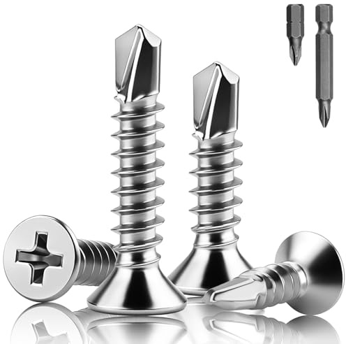 XRXYMQ 120 Pezzi Viti Autofilettanti per Metallo M4.2x45 mm Viti Inox 410 Autoforanti per Riparazioni Domestiche Fai da Te Edilizia Montaggio Mobili con Punta da Taglio