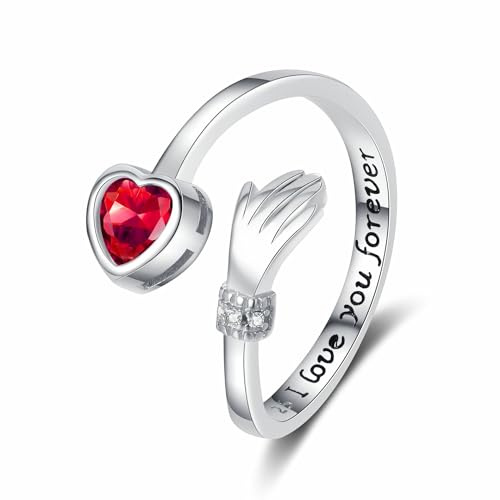 Deyanse Daumenring Damen mit Gravur, Offener Freundschaftsring mit Zirkonia | Umarmungsring für Frauen Mädchen Kinder, Kommt in Grußkarte Schmuck Geschenk Box, Hug Ring Umarmung zum Muttertag Geburtstag